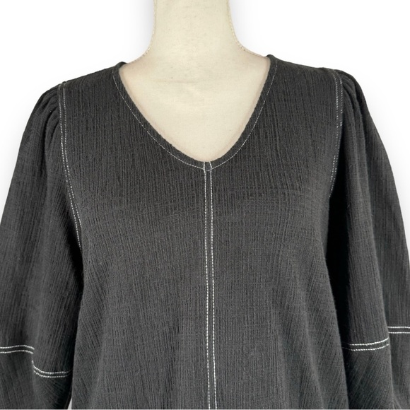 Anthropologie Current Air Delilah Structured Top Black White Top Stitch Boho - Picture 7 of 12